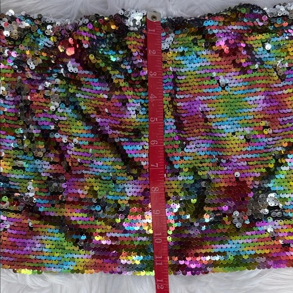 Wild Fable Multicolor Sequin Top Size L Festival Clubwear Sparkly Strapless Y2K - Picture 8 of 8